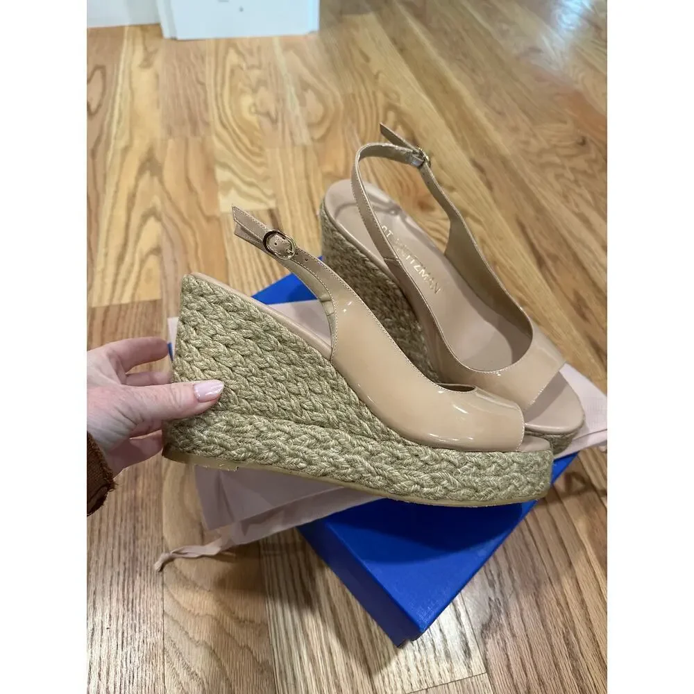 Stuart Weitzman Island Peeptoe Platform Espadrille Size 11